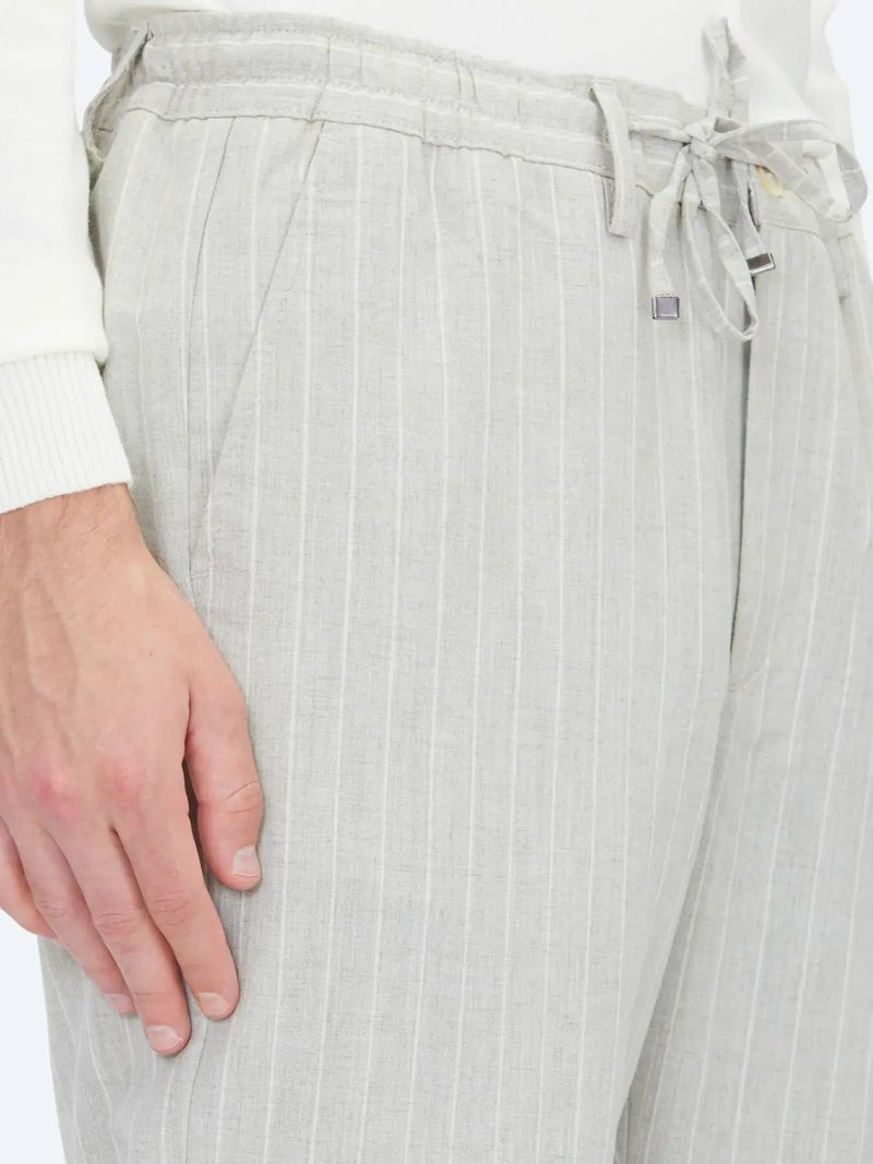 Kip Grey Weaving Jogging Fit Casual Linen Blended Trousers - Image 5